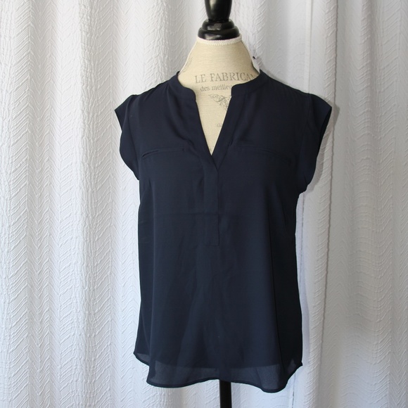 The Limited Tops - The Limited Short Sleeve Navy Blue Blouse top NEW